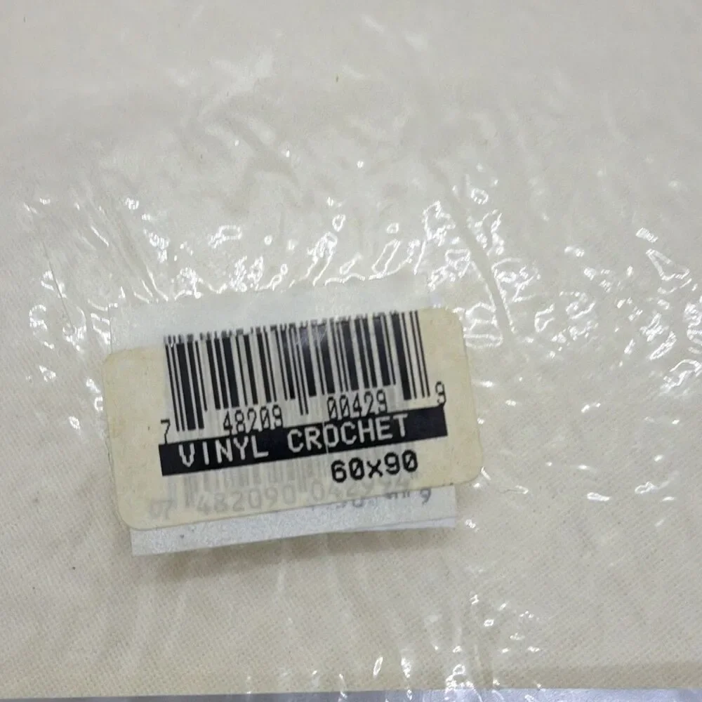 Vintage Royal Crest Tablecloth New Crochet Style Vinyl White Rectangular 60”x90”